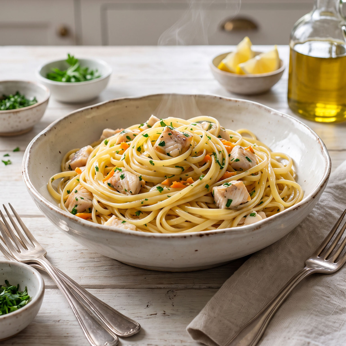 Pasta mit Bernsteinmakrele